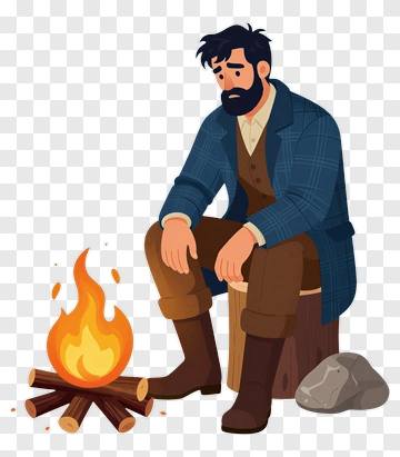 Man Sitting By A Campfire PNG
