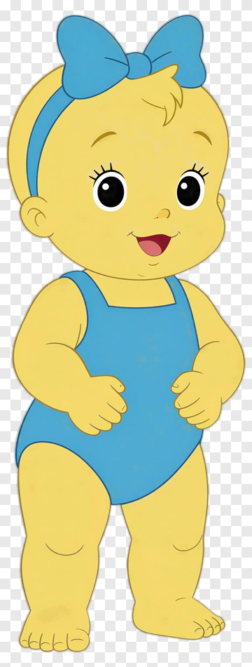 Cartoon Baby In Blue Swimsuit PNG