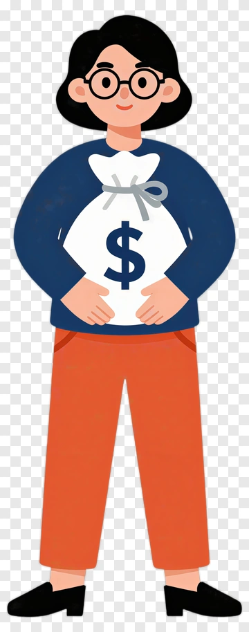 Cartoon Character Holding A Money Bag PNG