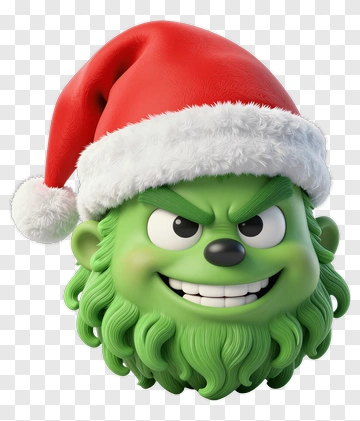 Cartoon Grinch Wearing A Santa Hat PNG