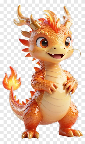 3D Cartoon Dragon Character PNG