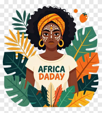 African Woman With Leafy Background PNG