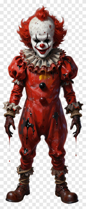 Clown With Red Hair And Bloodstained Costume PNG