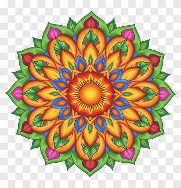 Colorful Mandala Design With Sun PNG