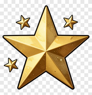 Gold Star With Smaller Stars PNG