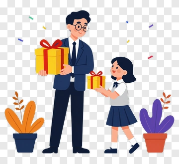 Businessman Giving A Gift To A Girl PNG