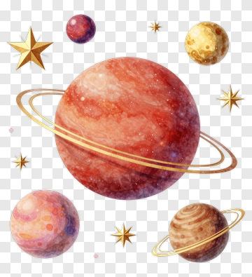 Colorful Planets And Stars In Space PNG