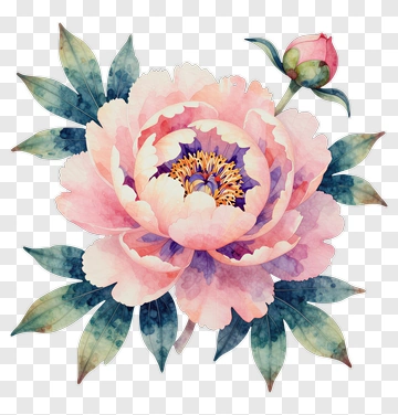 Watercolor Pink Peony Flower PNG