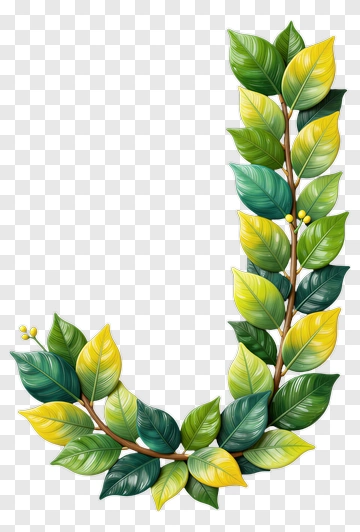 Leafy Letter J Design PNG