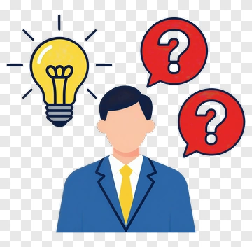 Businessman With Idea And Questions PNG