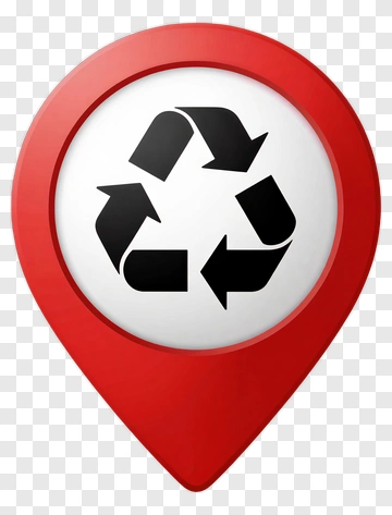 Recycling Symbol In Red Location Pin PNG