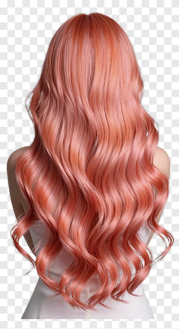 Long Wavy Pink Hair PNG