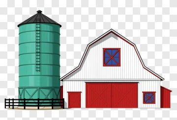 Farm Barn With Silos PNG