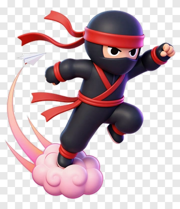 Cartoon Ninja Jumping On A Cloud PNG