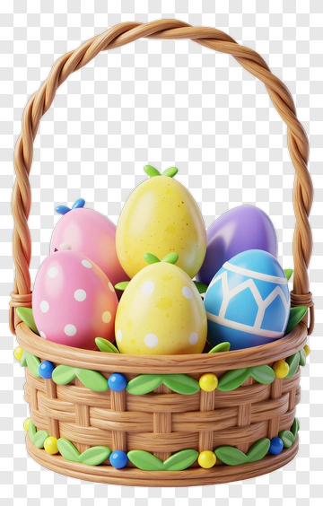 Colorful Easter Egg Basket PNG