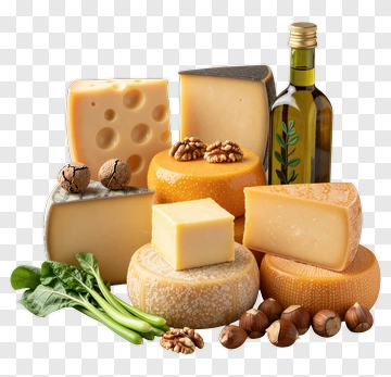 Assorted Cheeses With Olive Oil And Nuts PNG