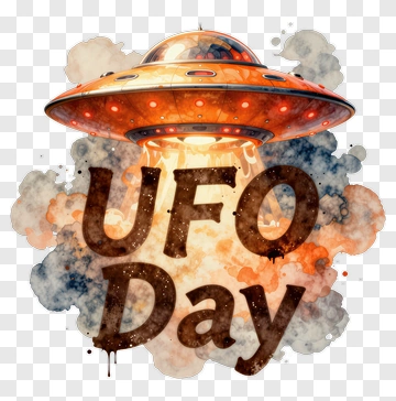 Ufo Day Celebration With Flying Saucer PNG