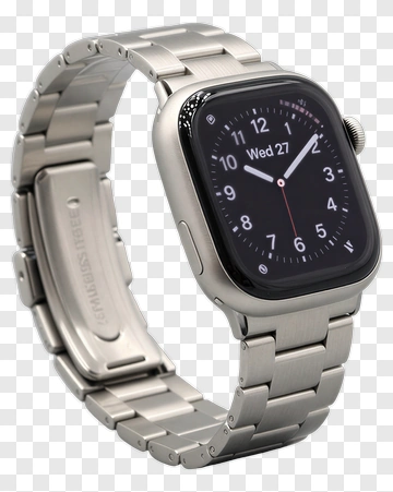 Smartwatch With Metallic Band PNG