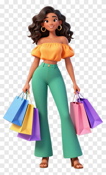 Woman Holding Shopping Bags PNG