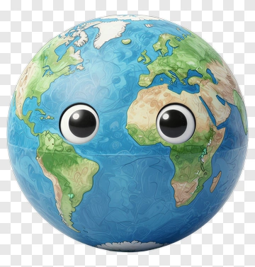 Cartoon Earth Globe With Big Eyes PNG