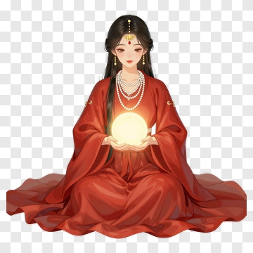Cartoon Woman Holding A Crystal Ball PNG