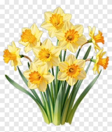 Colorful Daffodil Bouquet PNG
