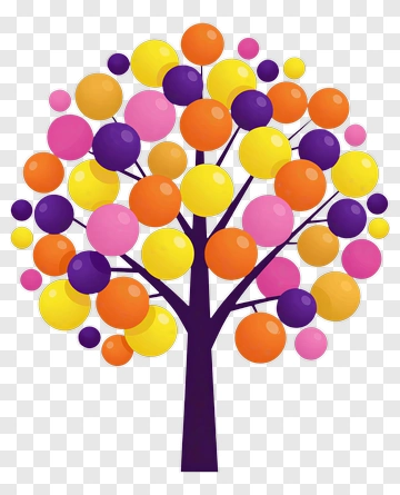 Colorful Tree With Balloons PNG
