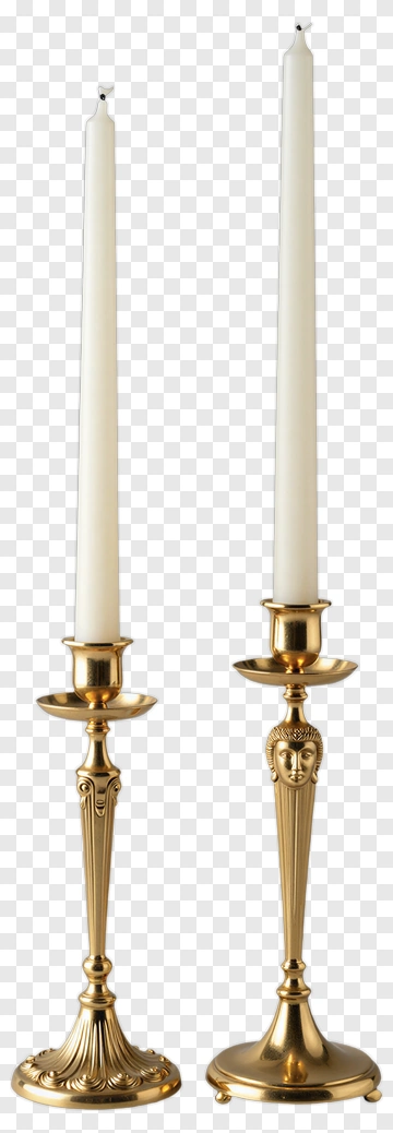 Elegant Gold Candle Holders With White Candles PNG