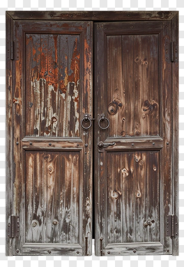 Weathered Wooden Double Door PNG