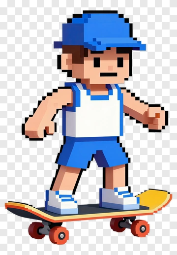 3D Boy Skateboarding PNG