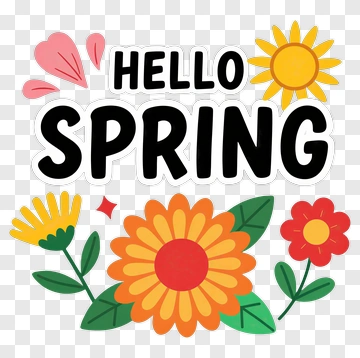 Hello Spring Floral Design PNG