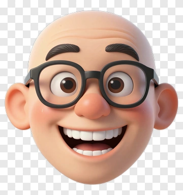 Cartoon Character With Glasses And A Big Smile PNG