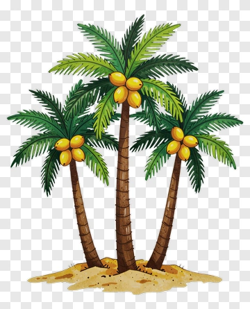 Cartoon Palm Trees With Yellow Fruits PNG