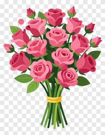 Colorful Rose Bouquet PNG