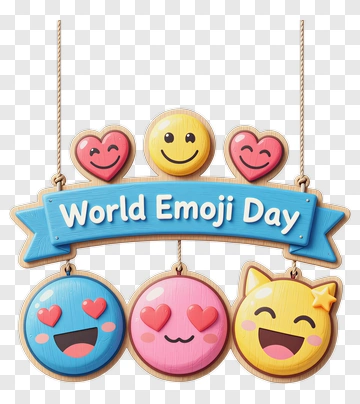 World Emoji Day Sign With Smiley Faces PNG