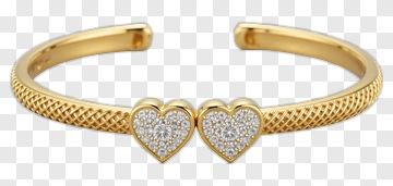 Gold Heart Bracelet With Diamond Accents PNG