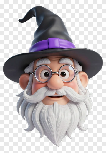 Cartoon Wizard With Glasses And A Hat PNG