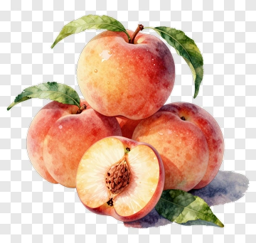 Fresh Peaches With Leaves PNG