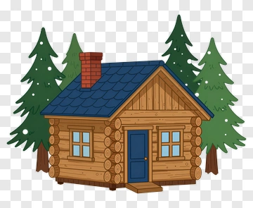 Wooden Cabin Surrounded By Pine Trees PNG