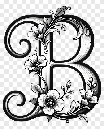 Floral Letter B Design PNG