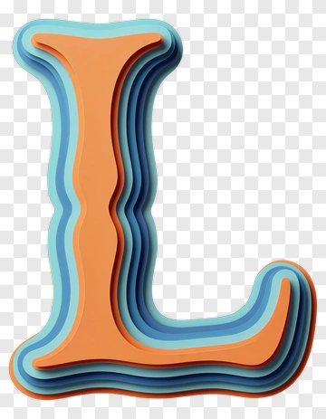 Layered Letter L In Orange And Blue PNG
