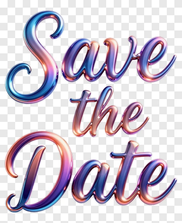 Colorful Save The Date Text PNG