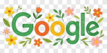 Colorful Google Logo With Flowers PNG