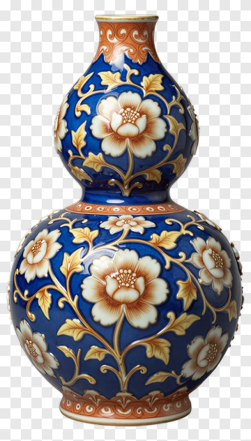 Decorative Blue Floral Vase PNG