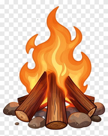 Cartoon Campfire With Flames PNG