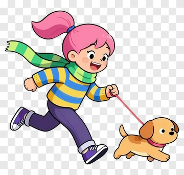 Girl Running With A Dog PNG