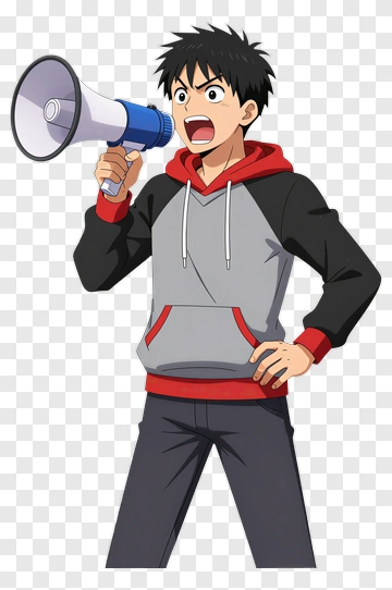 Anime Character Holding A Megaphone PNG