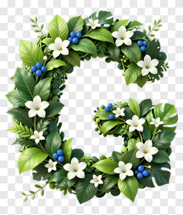 Floral Letter G Wreath PNG