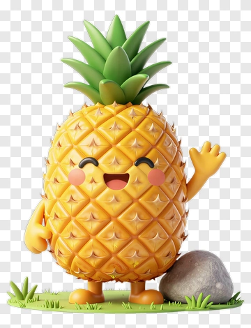 Cartoon Pineapple Waving Hello PNG