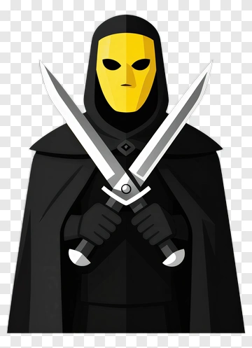 Masked Figure Holding Two Swords PNG